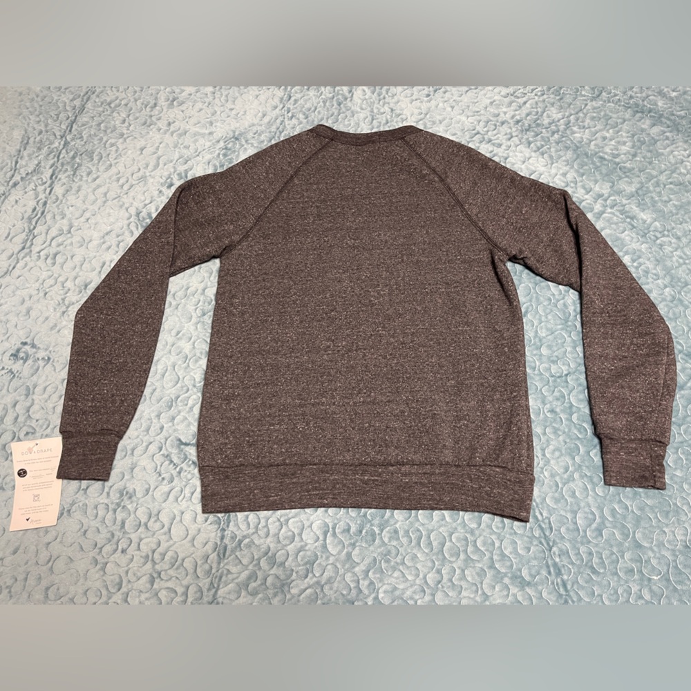 NWT Bow & Drape Women’s SZ M Sweatshirt Gold Sequins Dark Gray Stretch Soft LS - Picture 2 of 10